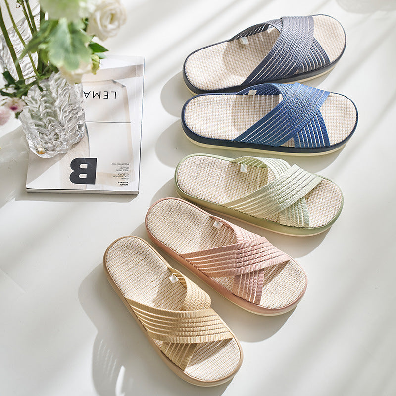 Cotton and Linen Slippers for Women at Home