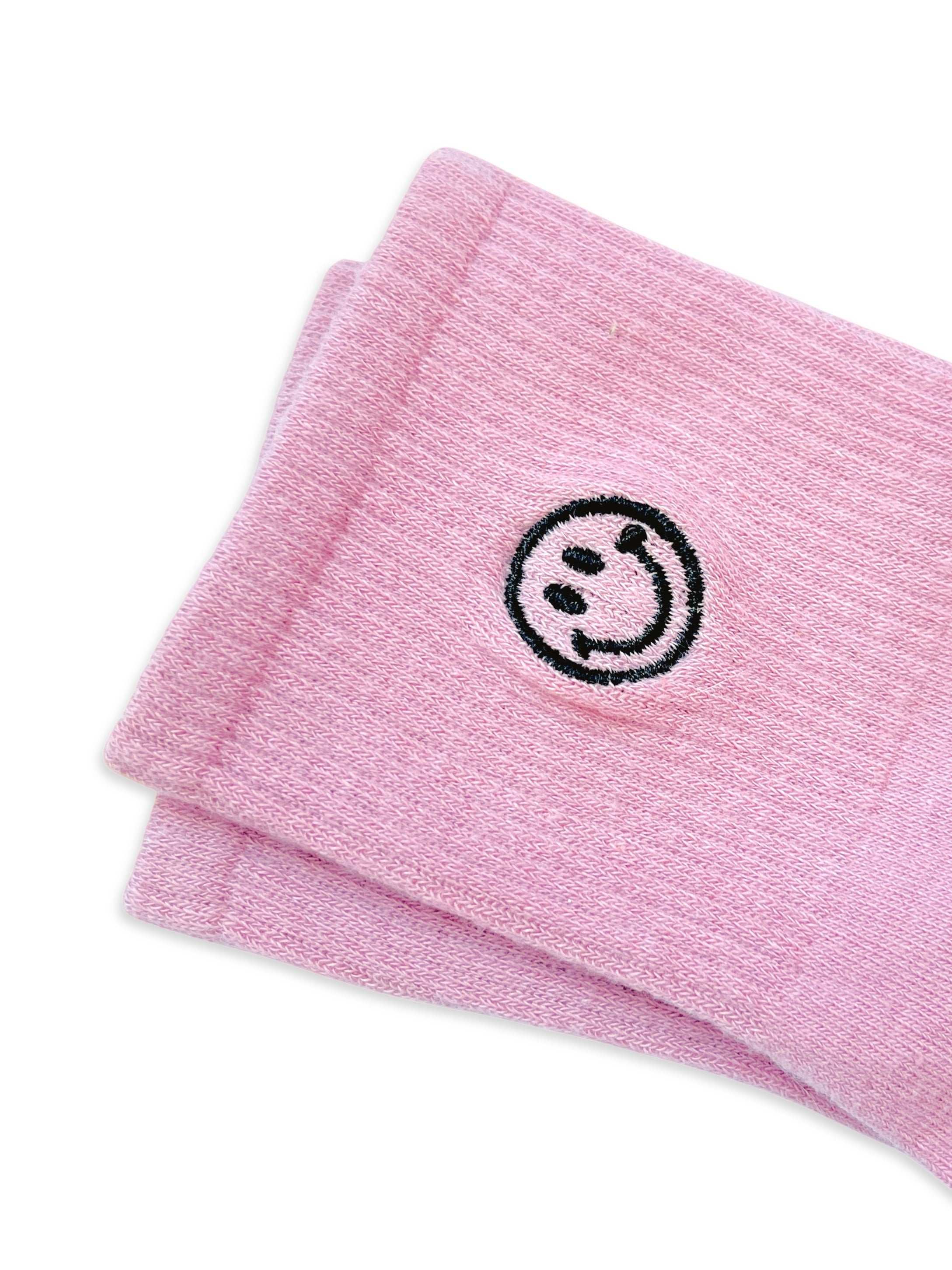 Smiley Face Socks in Dusty Pink for Joyful Comfort
